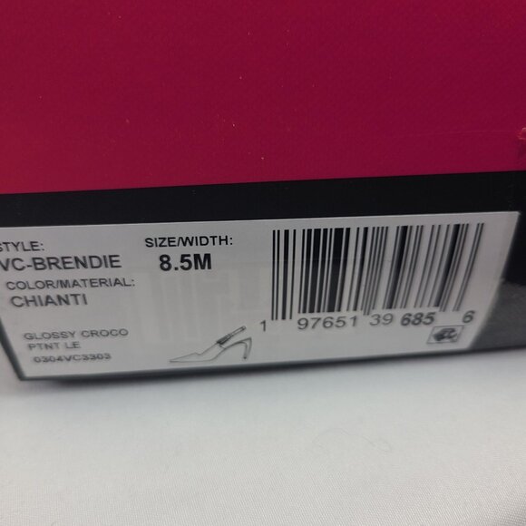 NEW Vince Camuto Slingback Glossy Croc Pointed Toe Heels In Chianti Red Sz 8.5M - Picture 6 of 7